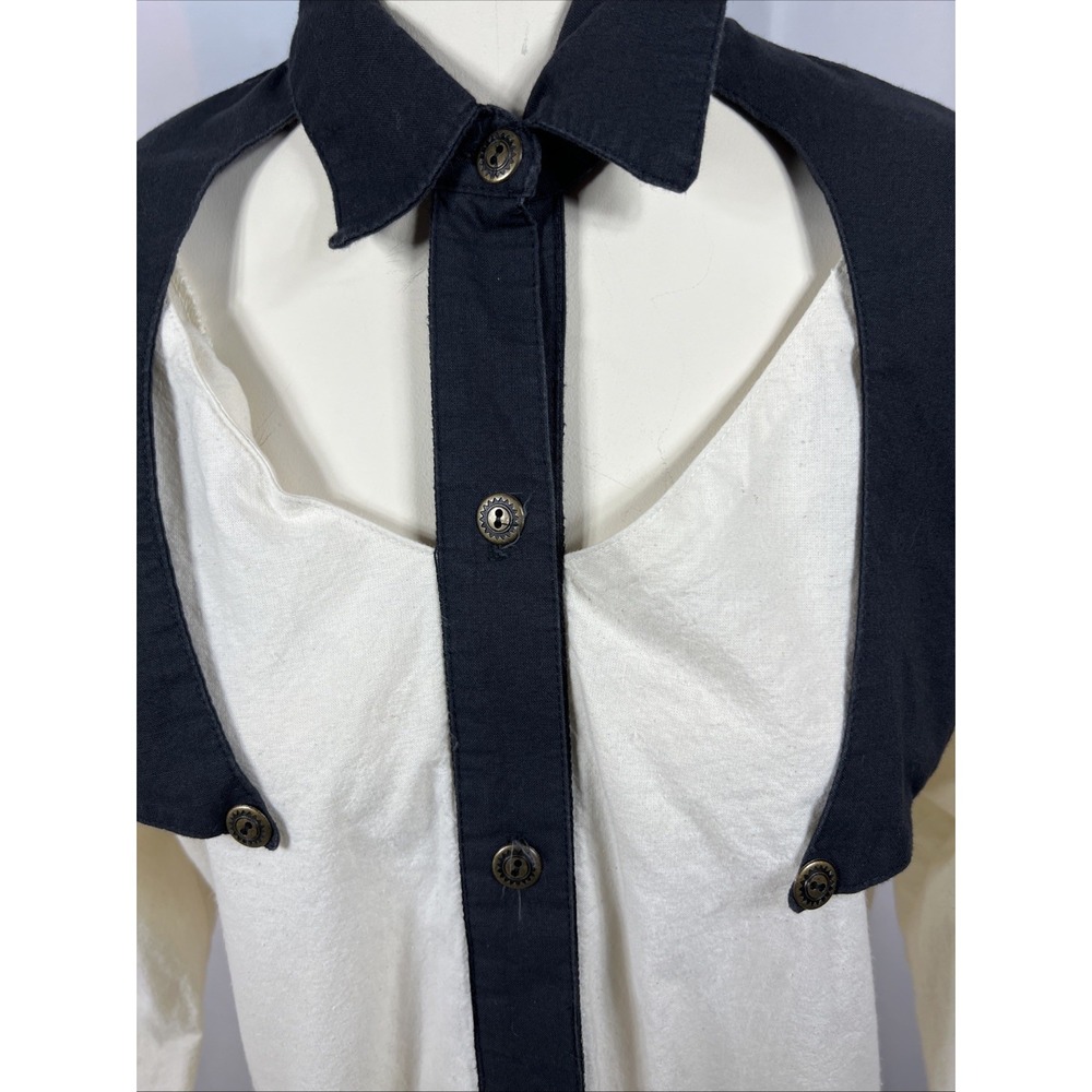 Ozark Mountain Vintage White Keyhole Western 100% Cotton Rodeo Blouse Size Small